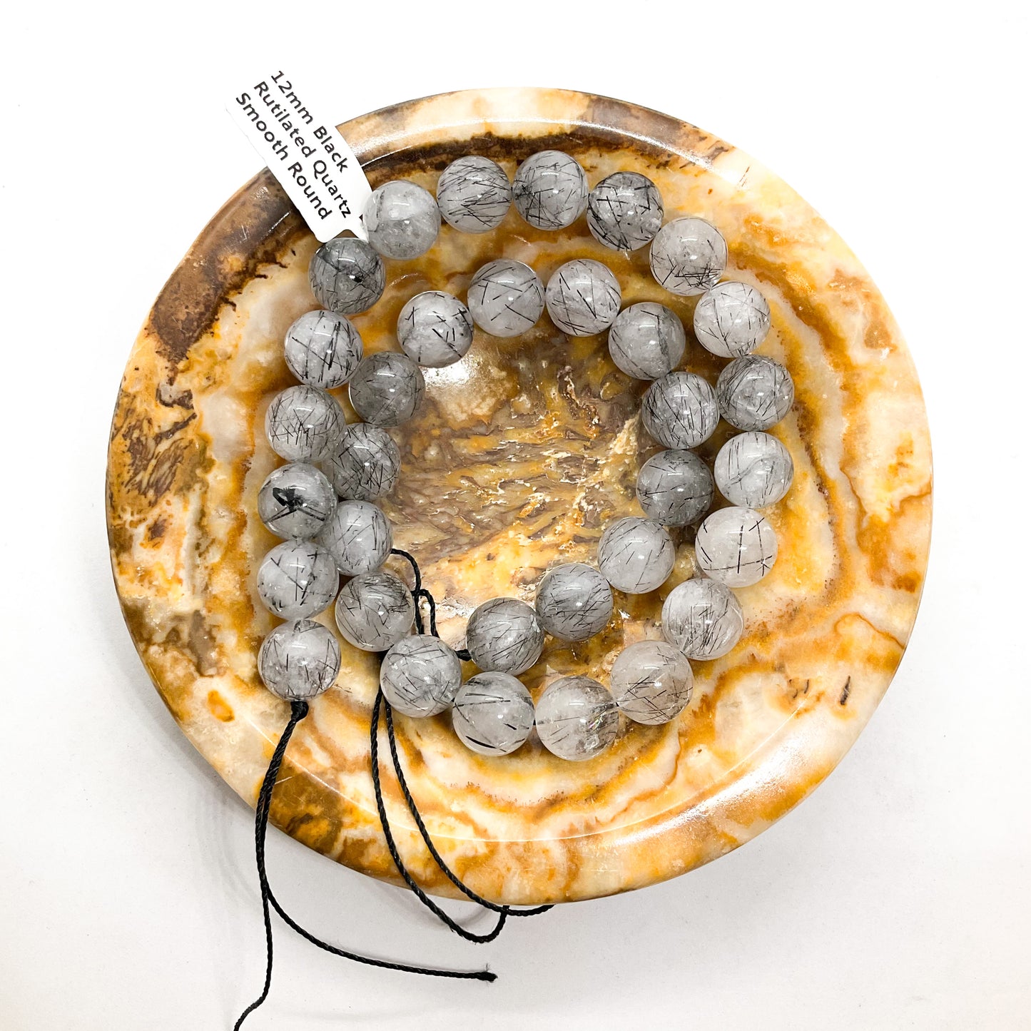 Black Rutilated Quartz Bead Strands