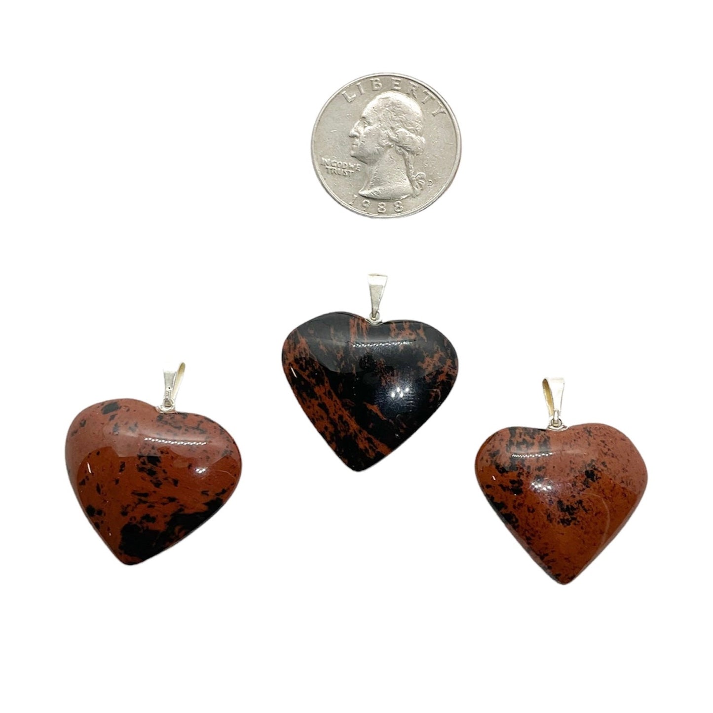 Mahogany obsidian heart pendants