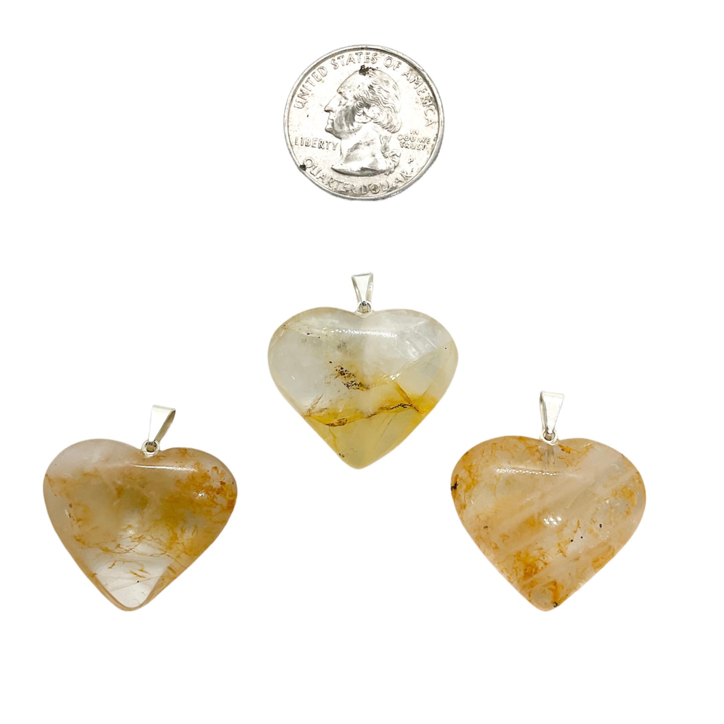 golden healer quartz heart pendants
