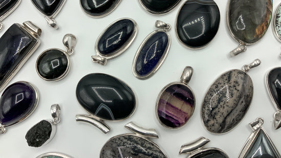 Crystal Stone Silver Pendants