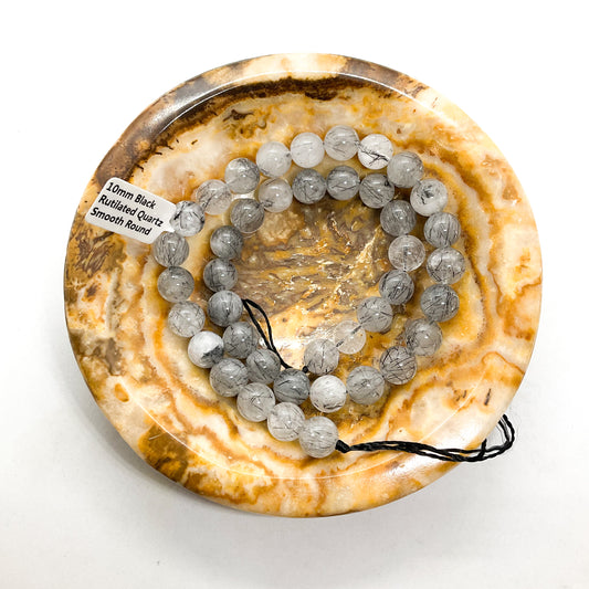 Black Rutilated Quartz Bead Strands
